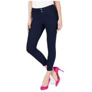 HUE Classic Double Button Smooth Denim Leggings, Dark Indigo Wash XS
